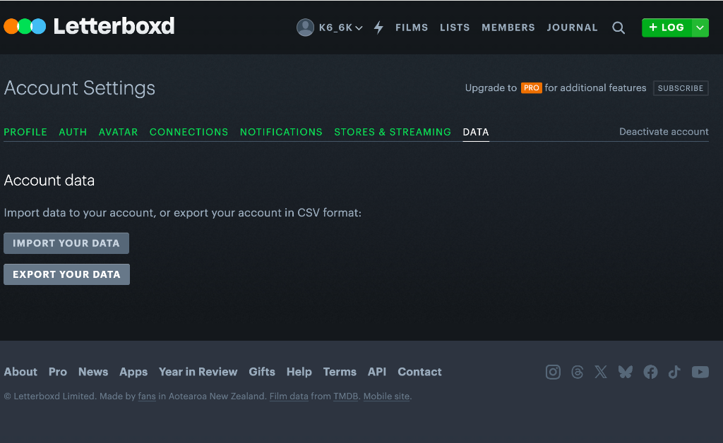 Letterboxd Import Settings